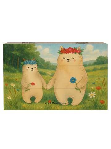 Mr. & Mrs. Panda Kiste Bären mit Blumenkranz Design ohne Spruch in Weiß
