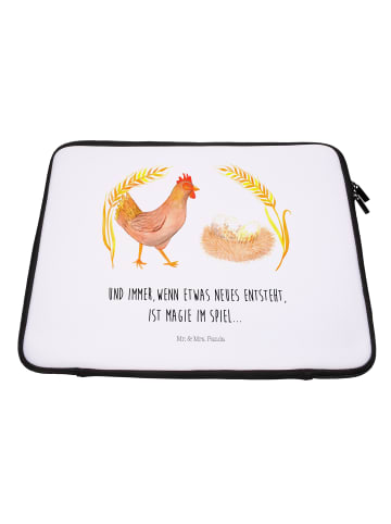 Mr. & Mrs. Panda Notebook Tasche Huhn Stolz mit Spruch in Weiß