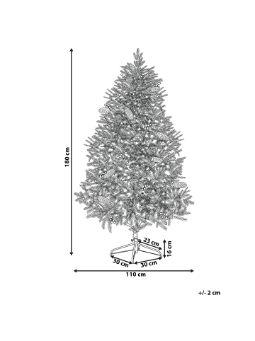 Beliani Weihnachtsbaum PALOMAR in Grün/Schwarz - (W) 110 x (H) 180 x (L) 110 cm