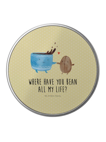 Mr. & Mrs. Panda Blechdose Kaffee Bohne mit Spruch in Gelb Pastell