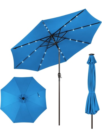 COSTWAY Sonnenschirm 300 cm mit LED-Solar-Beleuchtung in Blau