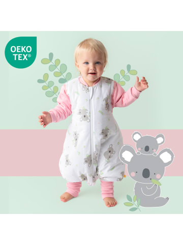 Schlummersack Schlafsack mit Füßen und umklappbaren Bündchen, 2.5 TOG in Rosa-Weiß