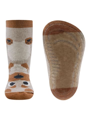 ewers Stoppersocken Hund in dunkel beige meliert