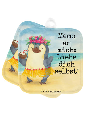 Mr. & Mrs. Panda Ofenhandschuhe Pinguin Kokosnuss Design mit Spruch in Weiß