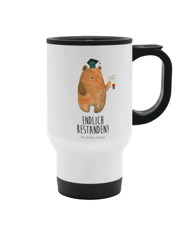 Mr. & Mrs. Panda Mehrwegbecher Bär Prüfung mit Spruch in Weiß