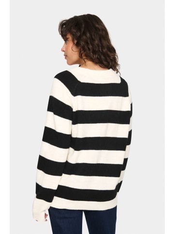 SAINT TROPEZ Strickpullover GarbieSZ Lockere Passform in Ice Black Stripe