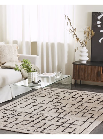 Beliani Kurzflor TURHAL in Beige/Schwarz - (W) 140 x (H) 1 x (L) 200 cm