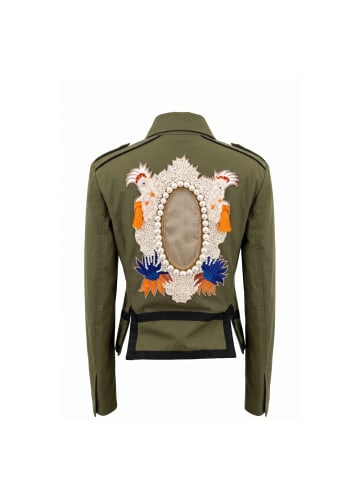 Mr&Mrs Italy Zweifarbig Grün Baumwolle Damen Jacke