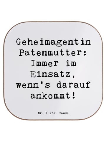 Mr. & Mrs. Panda Untersetzer Geheimagentin Patenmutter mit Spruch in Weiß
