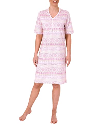 NORMANN Nachthemd kurzarm Ethnolook - 45122 in rosa