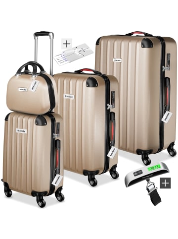 tectake Hartschalenkoffer-Set Cleo mit Sicherheits-Zahlenschloss, champagner