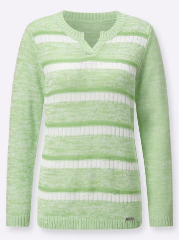 WITT WEIDEN Langarm-Pullover in reseda-weiß-gemustert