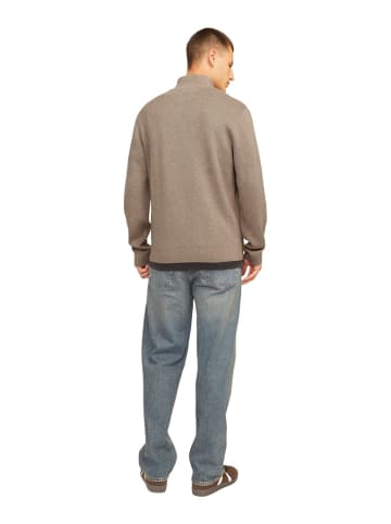 Jack & Jones Pullover JPRBLAMILANO STITCH KNIT HALF ZIP in Beige