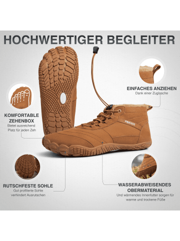 PAULGOS Winterbarfußschuhe, unisex, Größe 37-47 in 3 Farben in Braun