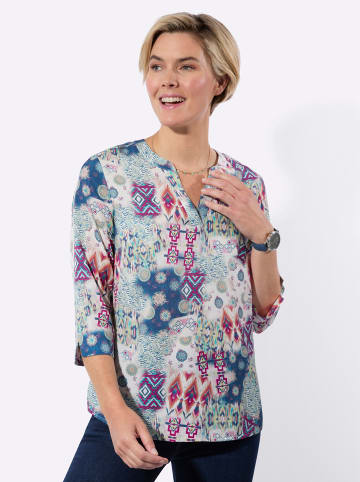 WITT WEIDEN Schlupfbluse in jeansblau-magenta-bedruckt