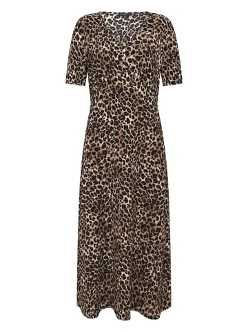 Zero  Maxikleid kurzarm mit Leoprint in Beige/Black
