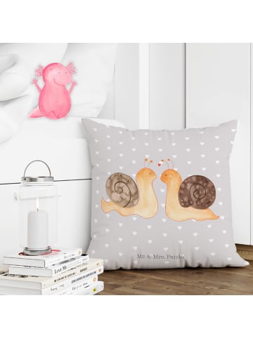 Mr. & Mrs. Panda Zierkissen Schnecken Liebe ohne Spruch in Grau Pastell