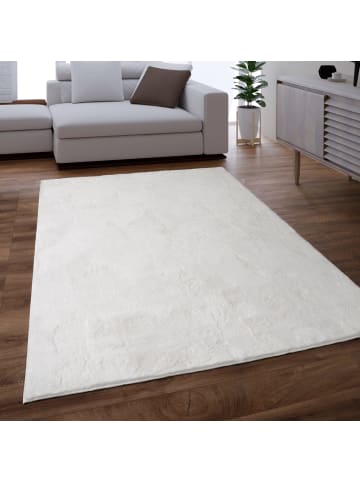 KADIMA DESIGN Teppich Kurzflor waschbar Einfarbig Wohnzimmer in Weiß