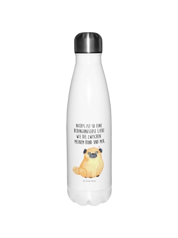 Mr. & Mrs. Panda Thermosflasche Mops mit Spruch in Weiß