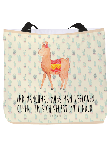 Mr. & Mrs. Panda Strandtasche Alpaka Stolz mit Spruch in Kaktus Grün
