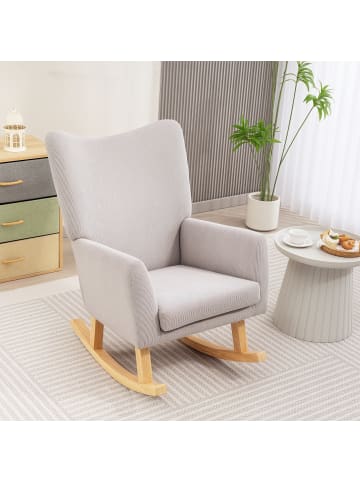 HOMCOM Schaukelstuhl-97L x 72B x 100H cm-Hellgrau