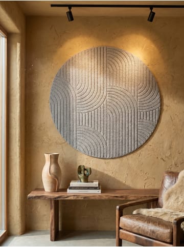 KADIMA DESIGN Flachgewebe-Teppich Hoch-Tief Bögen 3D Relief Pflegeleicht in Silber