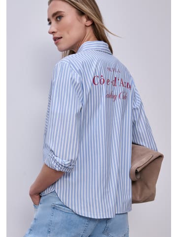 Street One 'Bluse mit Hemdkragen und Backprint' Blau