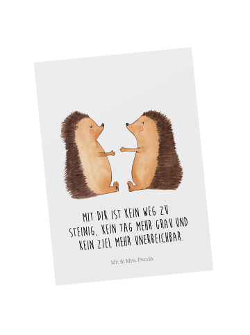 Mr. & Mrs. Panda Postkarte Igel Liebe mit Spruch in Weiß