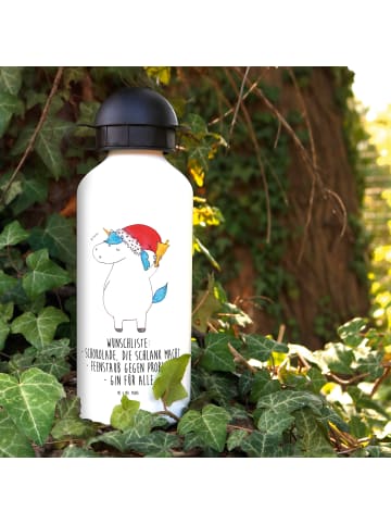 Mr. & Mrs. Panda Getränkeflasche Einhorn Weihnachtsmann mit Spruch in Weiß