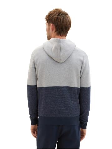 Tom Tailor Legere Sweatjacke Zipp Verschluss Kapuzenpullover in Grau