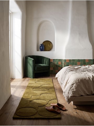 KADIMA DESIGN Teppich Wolle für Fußbodenheizung DEBEN modern Wohnzimmer Diele in Olivgrün