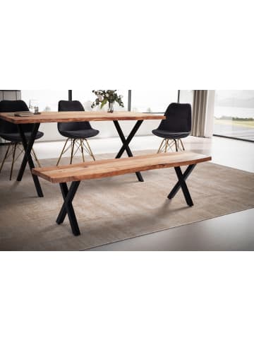 FineBuy Sitzbänk in Braun / Akazie / 140x40x46