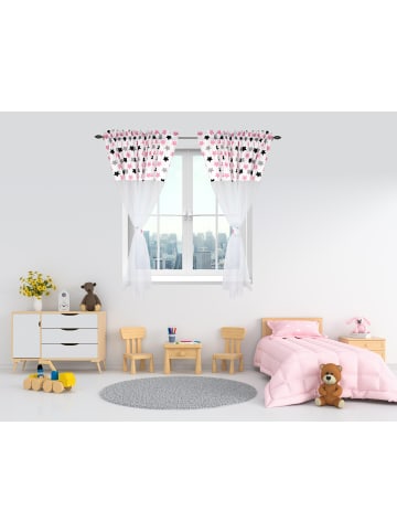 TupTam Kinderzimmer Voile Vorhänge mit Tunnelzug Set in schwarz/rosa