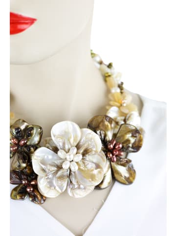 collezione alessandro Kurze Kette " Blumenstrauß " in beige