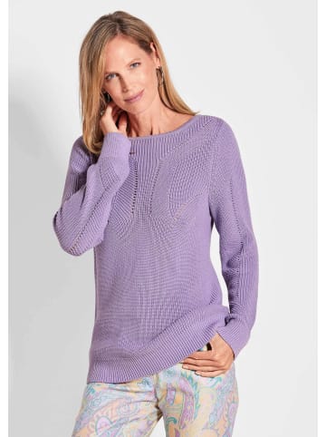GOLDNER Strickpullover Eleganter Rippenstrick mit U-Boot-Ausschnitt in flieder