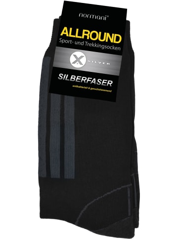normani 2 Paar Allround-Sportsocken mit X-Static in Schwarz/Grau
