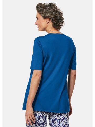 GOLDNER Shirt Zeitloses Shirt mit modernem Raffdetail in royalblau