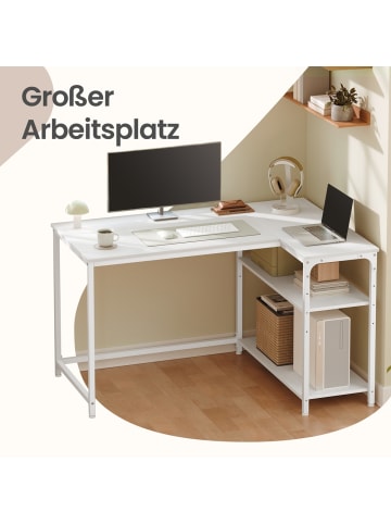 VASAGLE Computertisch Barnet in Weiß - (B)110 x (H)76 x (T)80 cm