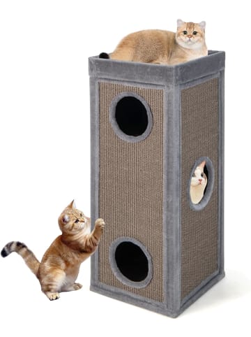 COSTWAY 4-stöckige Katzentonne in Grau