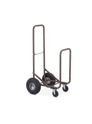 relaxdays Kaminholzwagen in Braun - (B)52 x (H)108 x (T)56 cm