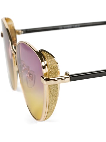 styleBREAKER Cateye Sonnenbrille in Gold / Violett-Gelb Verlauf