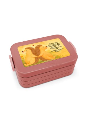 Mr. & Mrs. Panda Bentobox Igel händchenhaltend Design mit Spruch in Rot Pastell