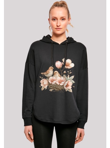 F4NT4STIC Oversized Hoodie Vogelnest Blumen in schwarz
