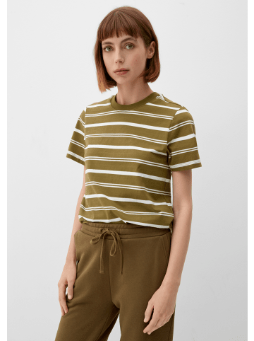 s.Oliver T-Shirt kurzarm in Olive-weiß