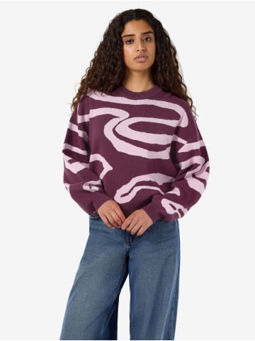 Noisy may Stylischer Oversize Karierter Pullover mit Rundhals Ausschnitt in Rosa
