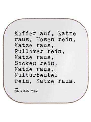Mr. & Mrs. Panda Untersetzer für Gläser Koffer auf, Katze raus,.... in Weiß