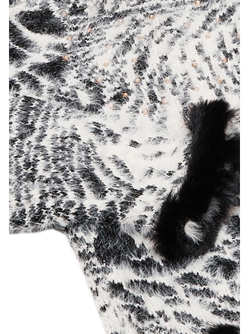 faina Damen Strickjacke in Wollweiss Schwarz
