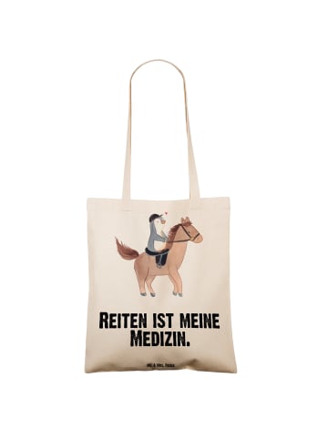 Mr. & Mrs. Panda Jutebeutel Pferd Reiten mit Spruch in Creme