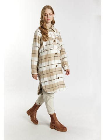 DreiMaster Vintage Hemdjacke Mit Karomuster in Karo Beige Wollweiss