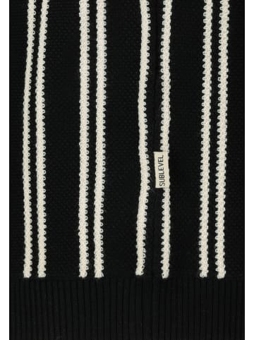 Sublevel Klassisches Kurzarm Poloshirt Rippbündchen in Schwarz